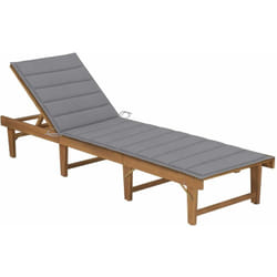 Chaise longue pliable avec coussin Bois d'acacia solide