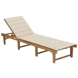 vidaXL Chaise longue pliable - Bois d'acacia et coussin