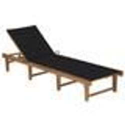 vidaXL Chaise longue pliable avec coussin Bois d'acacia solide - TU