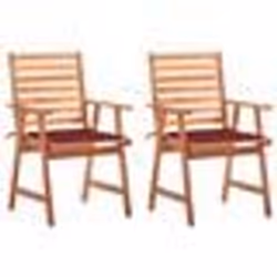 vidaXL Chaises à manger d'extérieur lot de 2 et coussins Acacia massif - TU