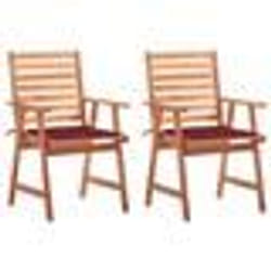 vidaXL Chaises à manger d'extérieur lot de 2 et coussins Acacia massif - TU