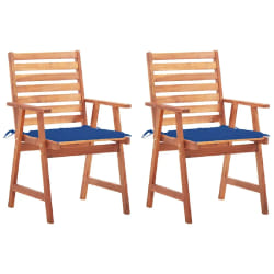 vidaXL Chaises à manger d'extérieur lot de 2 et coussins Acacia massif - TU