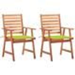 vidaXL Chaises à manger d'extérieur lot de 2 et coussins Acacia massif - TU
