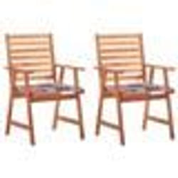 vidaXL Chaises à manger d'extérieur lot de 2 et coussins Acacia massif - TU