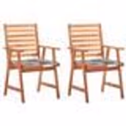 vidaXL Chaises à manger d'extérieur lot de 2 et coussins Acacia massif - TU