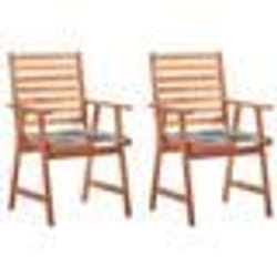 vidaXL Chaises à manger d'extérieur lot de 2 et coussins Acacia massif - TU
