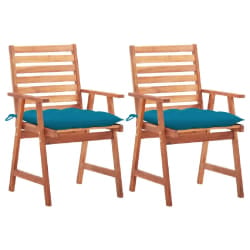 vidaXL Chaises à manger d'extérieur avec coussins - Acacia massif lot de 2