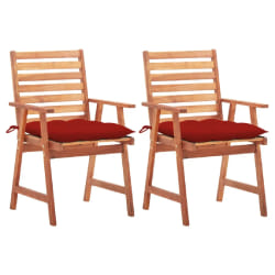 vidaXL Chaises à manger d'extérieur lot de 2 et coussins Acacia massif - TU