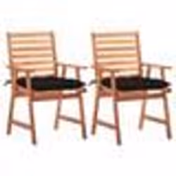 vidaXL Chaises à manger d'extérieur lot de 2 et coussins Acacia massif - TU