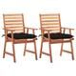 vidaXL Chaises à manger d'extérieur lot de 2 et coussins Acacia massif - TU