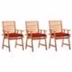 vidaXL Chaises à manger d'extérieur lot de 3 et coussins Acacia massif - TU