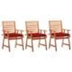 vidaXL Chaises à manger d'extérieur lot de 3 et coussins Acacia massif - TU