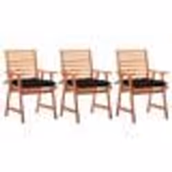 vidaXL Chaises à manger d'extérieur lot de 3 et coussins Acacia massif - TU