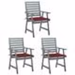 vidaXL Chaises à manger d'extérieur lot de 3 et coussins Acacia massif