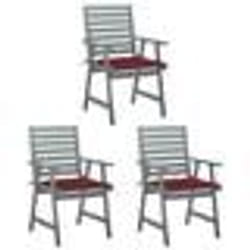 vidaXL Chaises à manger d'extérieur lot de 3 et coussins Acacia massif