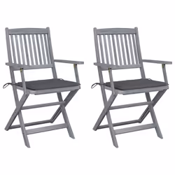 VidaXL 3064482, Terrace, Siège rembourré, Bois d'acacia, Anthracite, Polyester, 540 mm