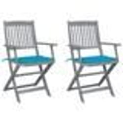 vidaXL Chaises pliables d'extérieur lot de 2 et coussins Bois d'acacia - TU