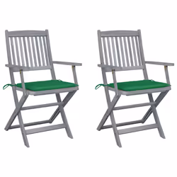VidaXL 3064487, Terrace, Siège rembourré, Bois d'acacia, Vert, Polyester, 540 mm
