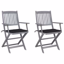 VidaXL 3064489, Terrace, Siège rembourré, Bois d'acacia, Noir, Polyester, 540 mm