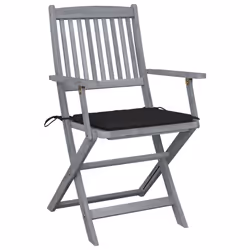 VidaXL 3064489 chaise d'extérieur Terrace Siège rembourré Bois d'acacia Noir