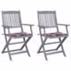 vidaXL Chaises pliables d'extérieur lot de 2 et coussins Bois d'acacia - TU