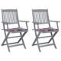 vidaXL Chaises pliables d'extérieur lot de 2 et coussins Bois d'acacia - TU