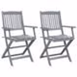 vidaXL Chaises pliables d'extérieur lot de 2 et coussins Bois d'acacia - TU