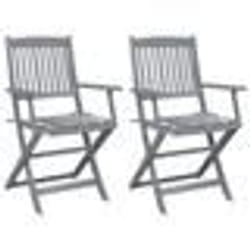 vidaXL Chaises pliables d'extérieur lot de 2 et coussins Bois d'acacia - TU