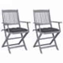 vidaXL Chaises pliables d'extérieur lot de 2 et coussins Bois d'acacia - TU