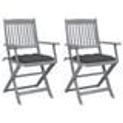vidaXL Chaises pliables d'extérieur lot de 2 et coussins Bois d'acacia - TU
