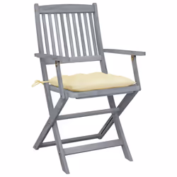 VidaXL 3064499 chaise d'extérieur Terrace Siège rembourré Bois d'acacia Crème, Blanc