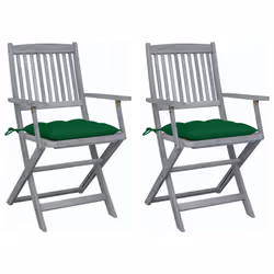 VidaXL 3064502, Terrace, Siège rembourré, Bois d'acacia, Vert, Polyester, 540 mm