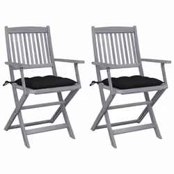VidaXL 3064504, Terrace, Siège rembourré, Bois d'acacia, Noir, Polyester, 540 mm