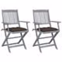 vidaXL Chaises pliables d'extérieur lot de 2 et coussins Bois d'acacia - TU