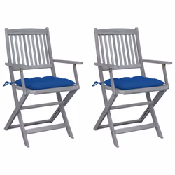 VidaXL 3064507, Terrace, Siège rembourré, Bois d'acacia, Bleu, Polyester, 540 mm