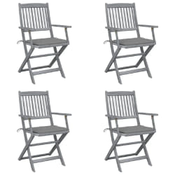 vidaXL Chaises pliables d'extérieur lot de 4 et coussins Bois d'acacia - TU