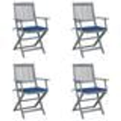 vidaXL Chaises pliables d'extérieur lot de 4 et coussins Bois d'acacia - TU