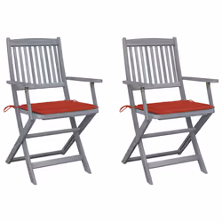 VidaXL 3064515, Terrace, Siège rembourré, Bois d'acacia, Rouge, Polyester, 540 mm