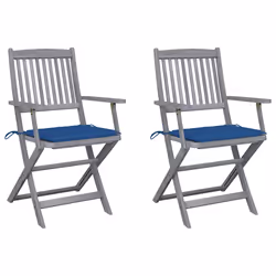VidaXL 3064519, Terrace, Siège rembourré, Bois d'acacia, Bleu, Polyester, 540 mm