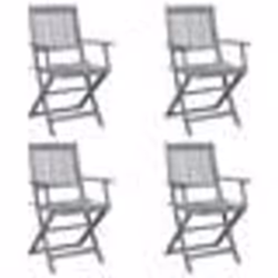 vidaXL Chaises pliables d'extérieur lot de 4 et coussins Bois d'acacia - TU