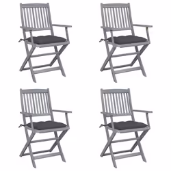 vidaXL Chaises pliables d'extérieur lot de 4 et coussins Bois d'acacia - TU
