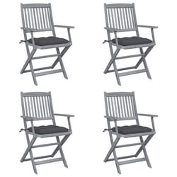 vidaXL Chaises pliables d'extérieur lot de 4 et coussins Bois d'acacia - TU
