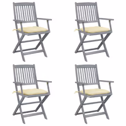 VidaXL 3064526, Terrace, Siège rembourré, Bois d'acacia, Crème, Blanc, Polyester, 540 mm