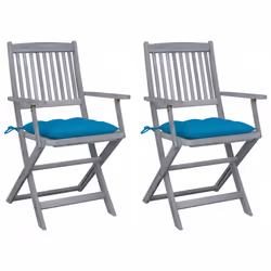 VidaXL 3064528, Terrace, Siège rembourré, Bois d'acacia, Bleu, Polyester, 540 mm