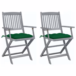 VidaXL 3064529, Terrace, Siège rembourré, Bois d'acacia, Vert, Polyester, 540 mm