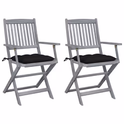 VidaXL 3064531, Terrace, Siège rembourré, Bois d'acacia, Noir, Polyester, 540 mm