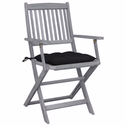 VidaXL 3064531 chaise d'extérieur Terrace Siège rembourré Bois d'acacia Noir
