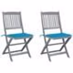 vidaXL Chaises pliables d'extérieur lot de 2 et coussins Bois d'acacia - TU