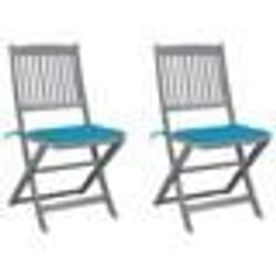 vidaXL Chaises pliables d'extérieur lot de 2 et coussins Bois d'acacia - TU