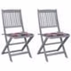 vidaXL Chaises pliables d'extérieur lot de 2 et coussins Bois d'acacia - TU